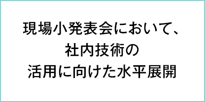 現場小発表会において、 社内技術の 活用に向けた水平展開 