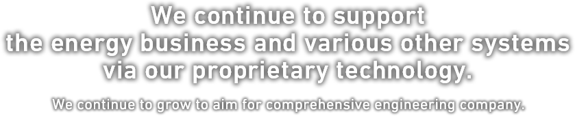 We continue to support the energy business and various other systems via our proprietary technology. We continue to grow to aim for comprehensive engineering company.